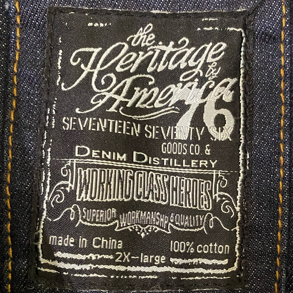 The Heritage by America 1776 Distressed Faux Leather Bleached Denim Moto Vest 2X - Picture 3 of 12